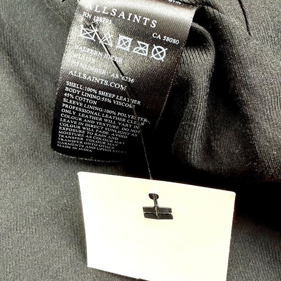 ALLSAINTS Balfern Biker cropped black sheep leather motorcycle jacket - Picture 11 of 16